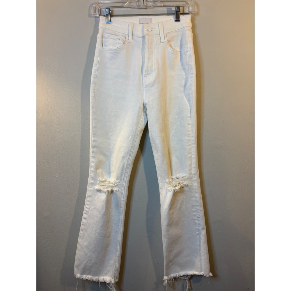 MOTHER Tripper Ankle Fray Staight Jeans 24 White Fairest‎ of them all